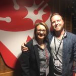 Antonella Sanderson in the Triple J studio with ‘The Hook Up’ host James Findlay.